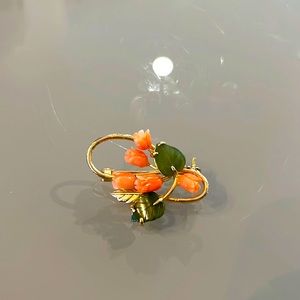 Jade and Coral pin